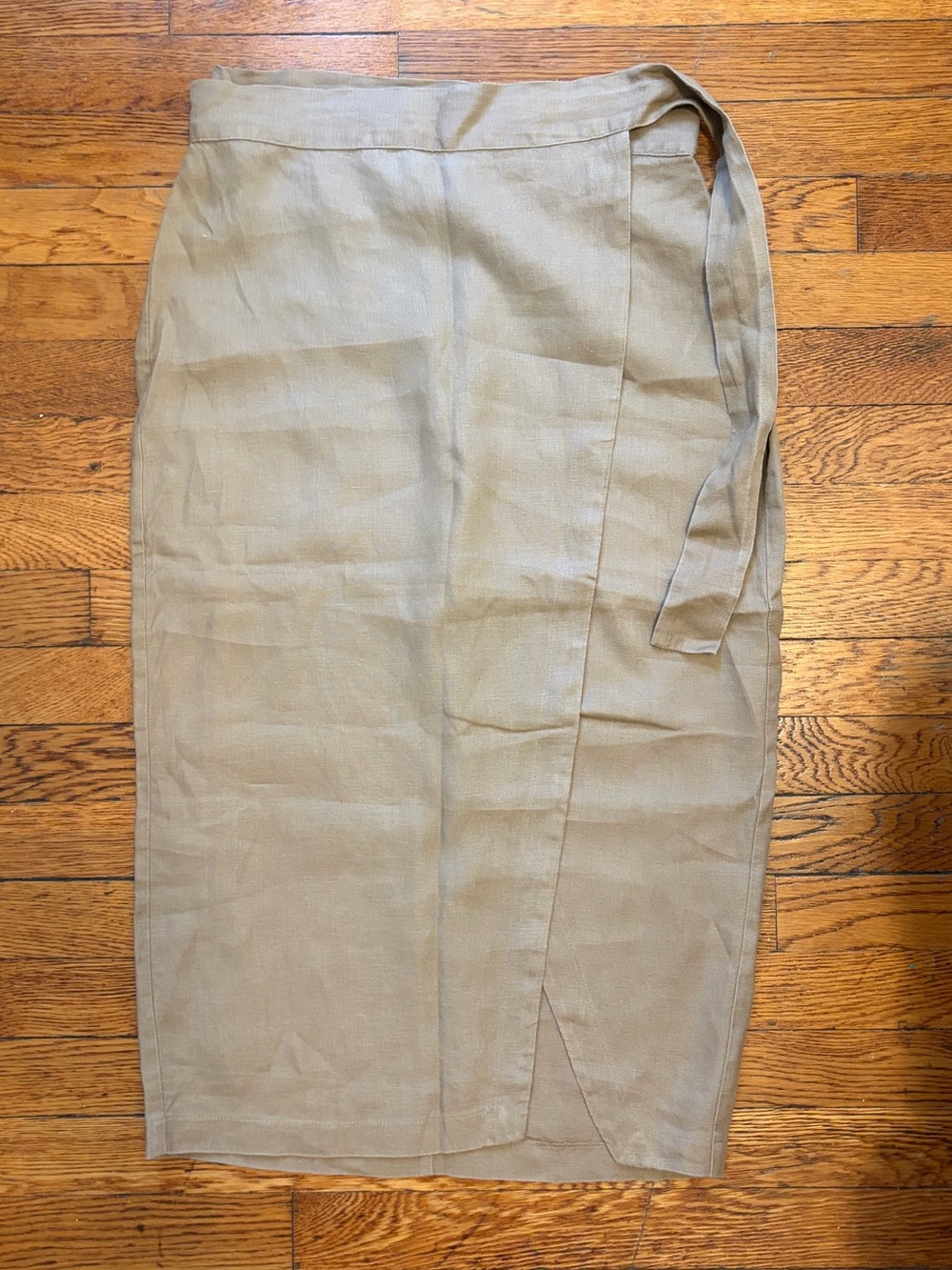 Reformation Linen Wrap Pencil Skirt in Light Beige